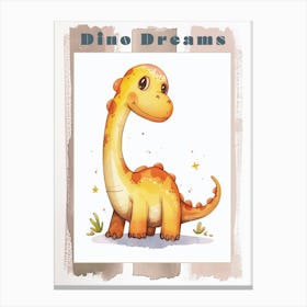 Cute Cartoon Dinosaur Illustration 2 Poster Canvas Print