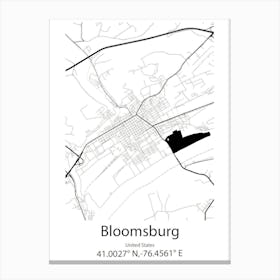 Bloomsburg,United States Minimalist Map 1 Canvas Print