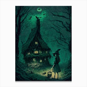 Witch Cottage At Night Canvas Print