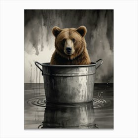 Bear In A Tub Canvas Print