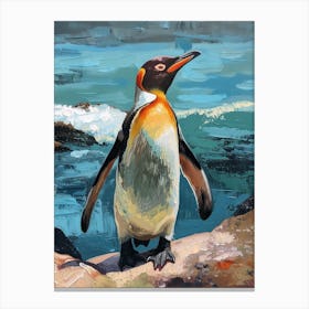Galapagos Penguin Grytviken Colour Block Painting 2 Canvas Print