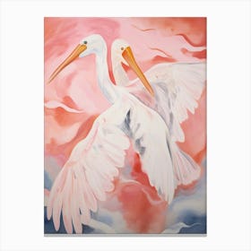 Pink Ethereal Bird Painting Pelican Canvas Print