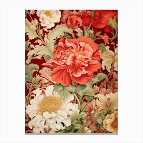 Red Flowers On A Red Background Canvas Print