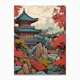 Kenrokuen Garden, Japan Vintage Travel Art 1 Canvas Print