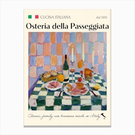 Osteria Della Passeggiata Trattoria Italian Poster Food Kitchen Canvas Print