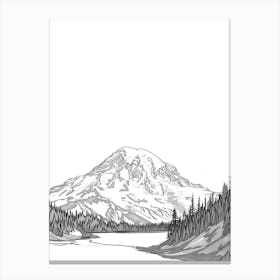 Mount Rainier Usa Line Drawing 5 Canvas Print