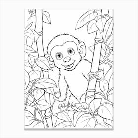 Line Art Jungle Animal White Faced Capuchin 2 Canvas Print