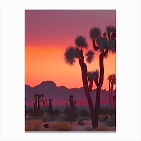 Joshua Tree Retro Sunset Canvas Print
