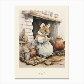 Beatrix Potter Inspired  Animal Watercolour Rat 2 Canvas Print