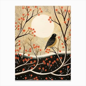 Bird Illustration Blackbird 1 Canvas Print