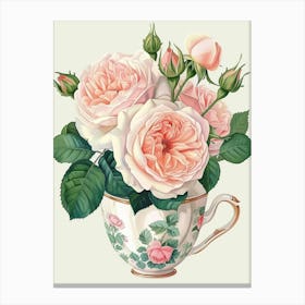 English Roses Painting Rose In A Teacup 3 Canvas Print