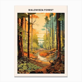 Bialowieza Forest Midcentury Travel Poster Canvas Print