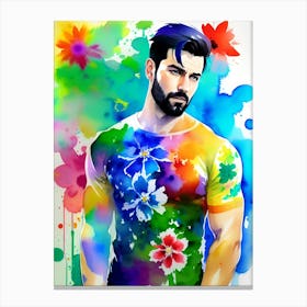 Man In A Colorful Shirt 1 Canvas Print