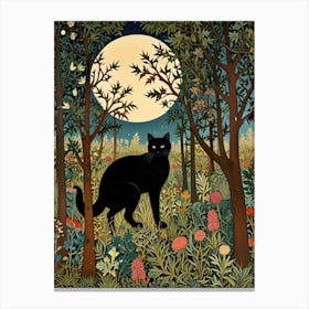 William Morris Black Cat In The Forest 17 Canvas Print