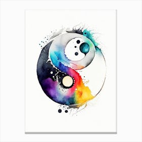 Ying Yang 2 Symbol Watercolour Canvas Print