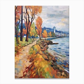 Autumn City Park Painting Stanley Park Vancouver Canada Canvas Print