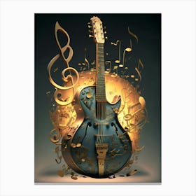 Guitar With Music Notes Canvas Print