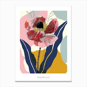 Colourful Flower Illustration Poster Ranunculus 1 Canvas Print