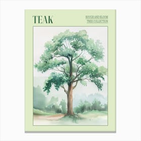 Teak Tree Atmospheric Watercolour Painting 4 Poster Canvas Print