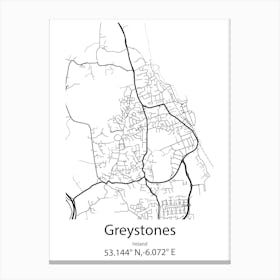 Greystones,Ireland Minimalist Map Canvas Print