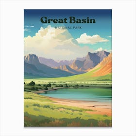 Great Basin Nevada Hiking Modern Travel Illustration Canvas Print