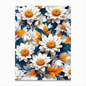 Seamless Pattern With Daisies Canvas Print