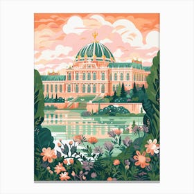 Palace Of Versailles   Versailles, France   Cute Botanical Illustration Travel 2 Canvas Print