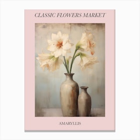 Classic Flowers Market Amaryllis Floral Poster 3 Canvas Print