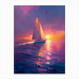 Sailboat At Sunset 3 Canvas Print