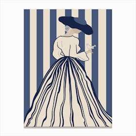 Victorian Lady in A Striped Dress Canvas Print