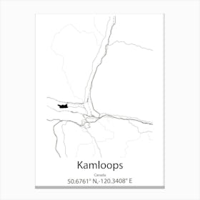 Kamloops,Canada Minimalist Map Canvas Print