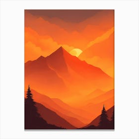 Misty Mountains Vertical Composition In Orange Tone 43 Canvas Print