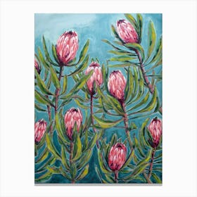Pink Protea Painting Canvas Print