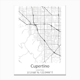 Cupertino,United States Minimalist Map 1 Lienzo