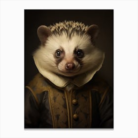 Vintage Portrait Of A Tanezumi Raccoon Wearing A Crown 3 Canvas Print