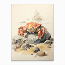 Storybook Animal Watercolour Crab 1 Canvas Print