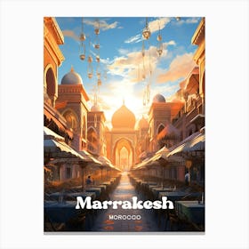 Marrakesh Morocco Sunrise Travel Art Illustration Canvas Print