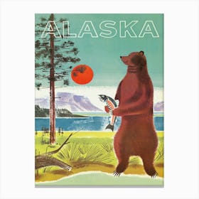 Alaska Bear Retro Vintage Travel Poster Canvas Print