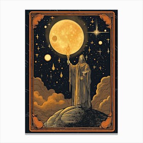 The Moon Tarot Card, Vintage 2 Canvas Print