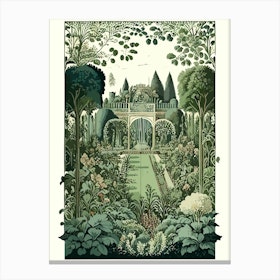 Versailles Gardens, France Vintage Botanical Canvas Print