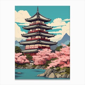 Matsumoto Castle, Japan Vintage Travel Art 4 Canvas Print