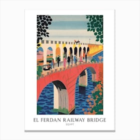 El Ferdan Railway Bridge Egypt Colourful 1 Travel Poster Canvas Print
