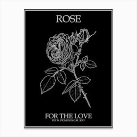 Black And White Rose Line Drawing 9 Poster Inverted Canvas Print