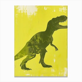 Khaki Green T Rex Silhouette 1 Canvas Print
