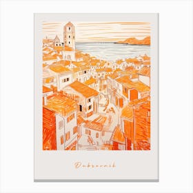 Dubrovnik Croatia 2 Orange Drawing Poster Canvas Print