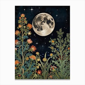 Moonlight In The Garden Style William Morris 7 Canvas Print