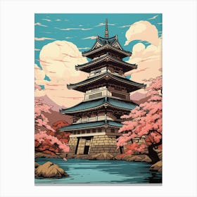 Matsumoto Castle, Japan Vintage Travel Art 1 Canvas Print
