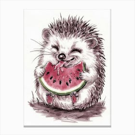 Hedgehog Eating Watermelon 2 Canvas Print