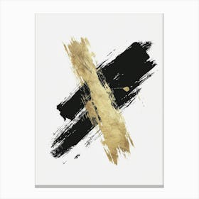 Gold And Black Brushstrokes 3 Canvas Print