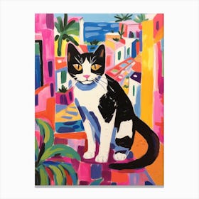 Painting Of A Cat In Palma De Mallorca Spain 3 Canvas Print